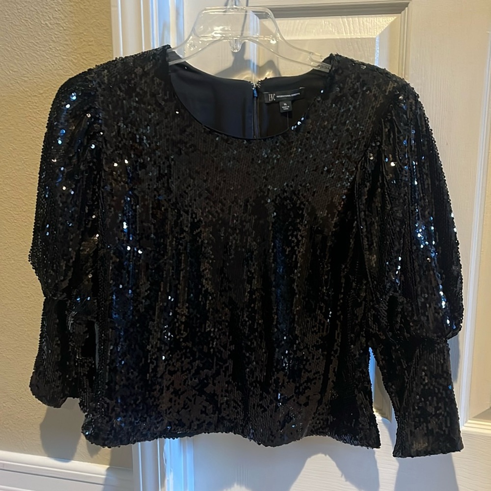 NWT INC Black Sequined Blouse